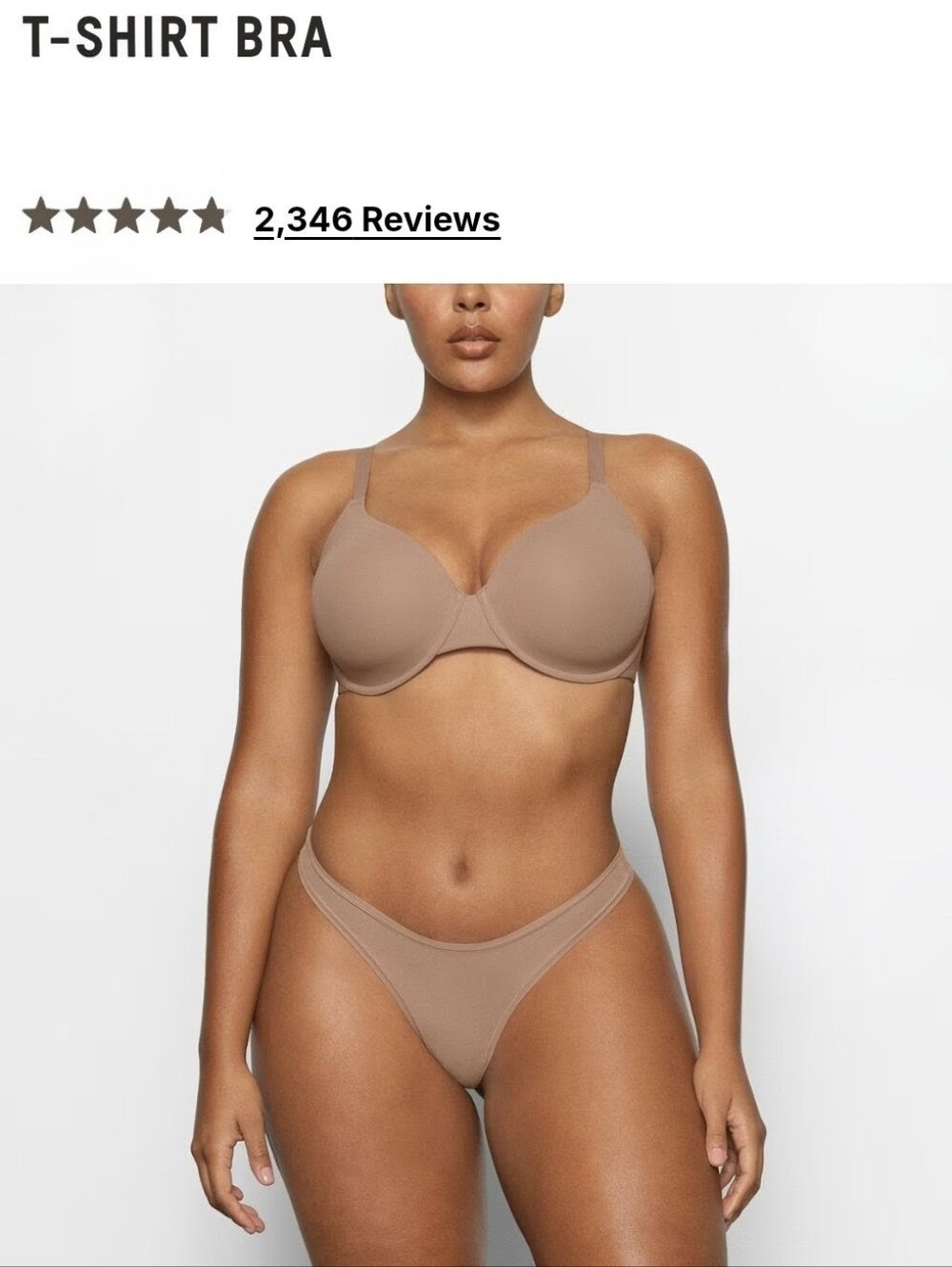 Skims Smooth Nude T Shirt Underwire Bra 38D Sienna
